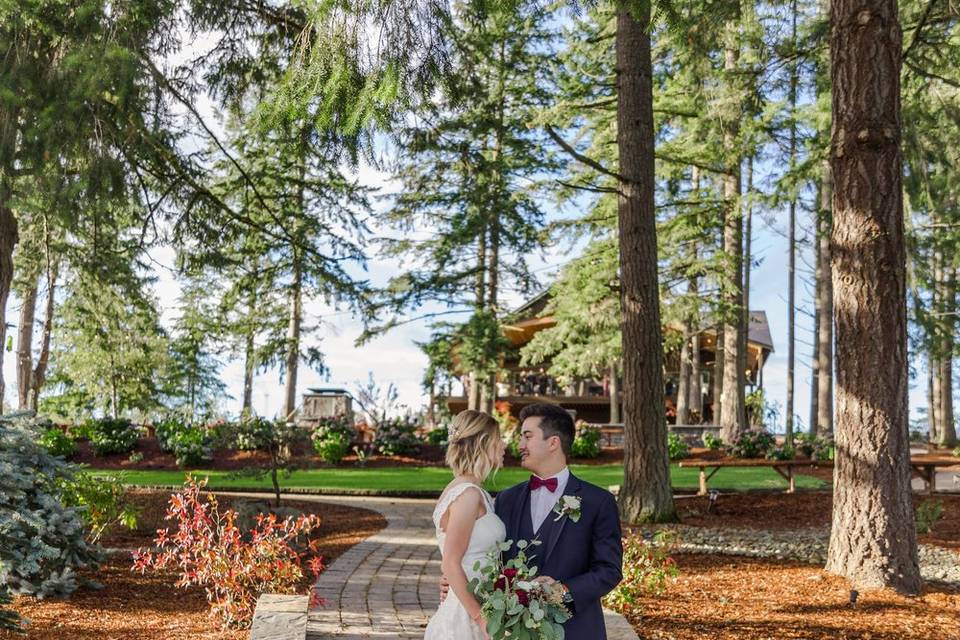 Couple in front of Chateau
