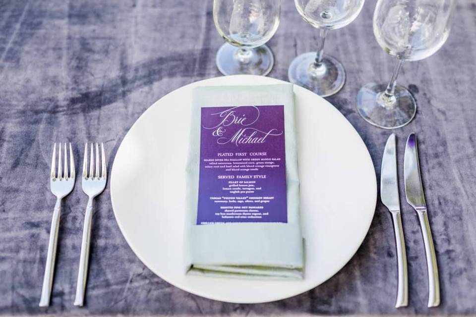 Deep purple table menu