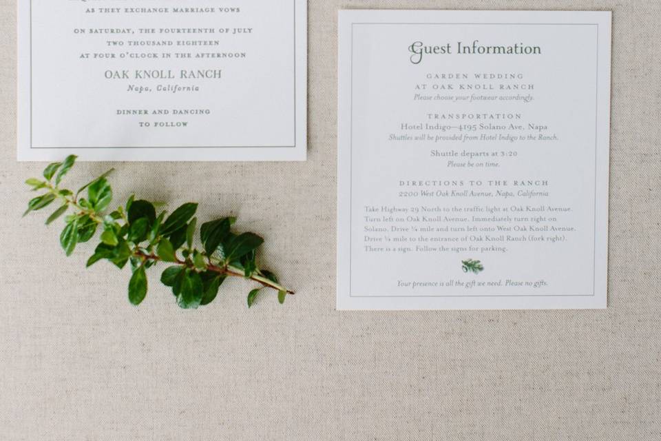 Oak tree invitation suite