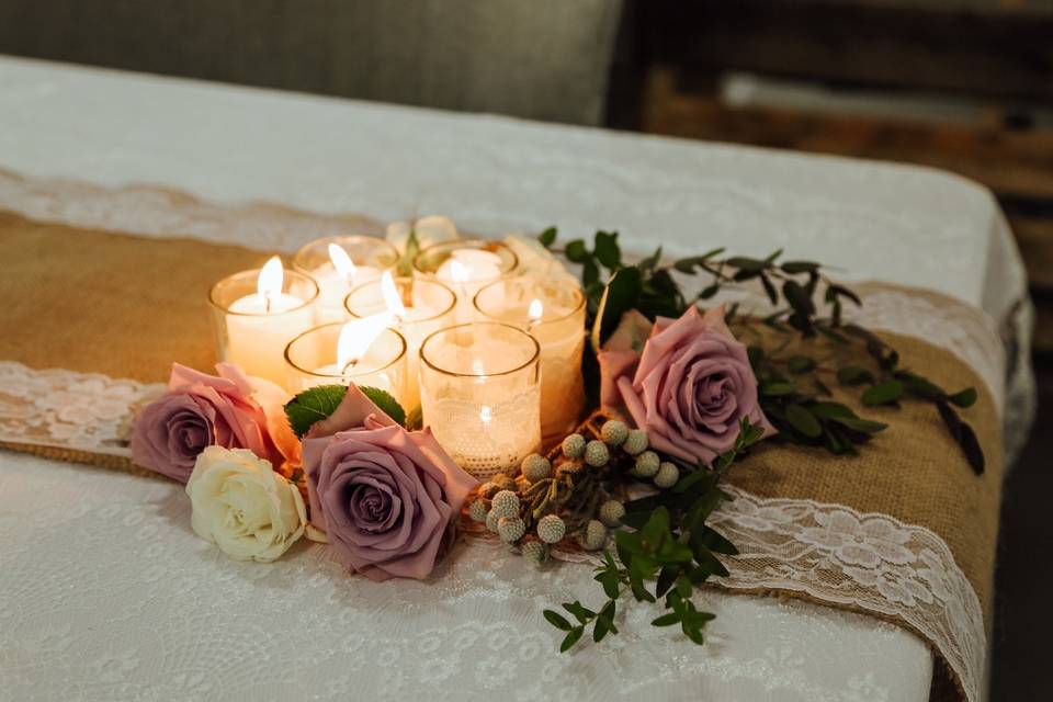 Candles and florals - October Dusk Photography