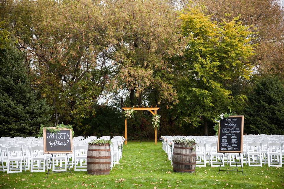 Outdoor wedding setup