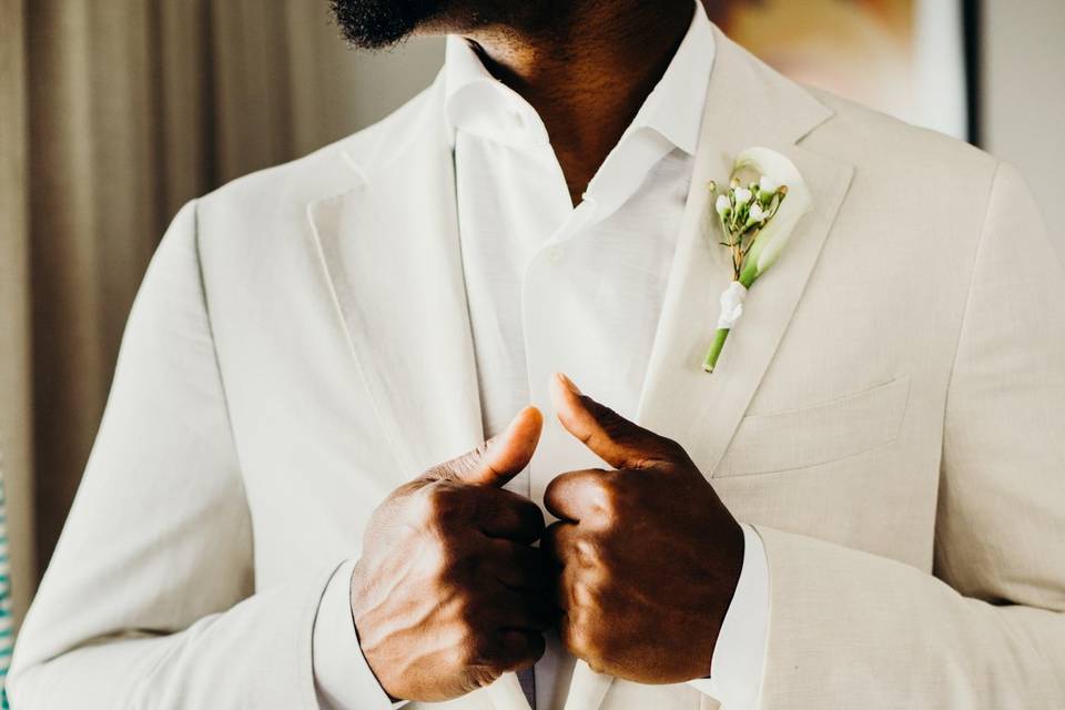 Groom getting ready