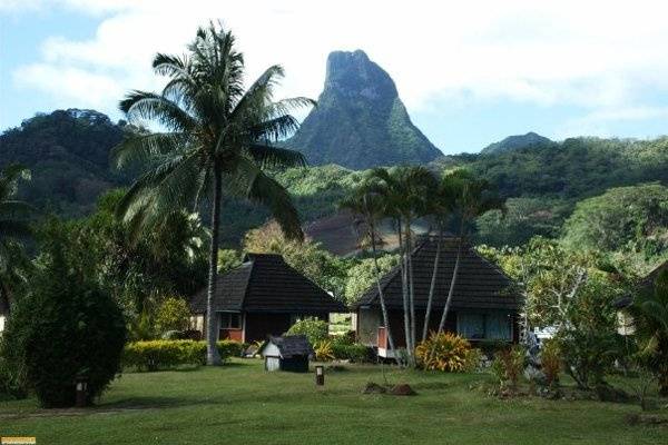 view to one of the mountains in Moorea