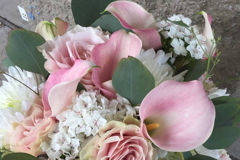 Garden roses and Eucalyptus