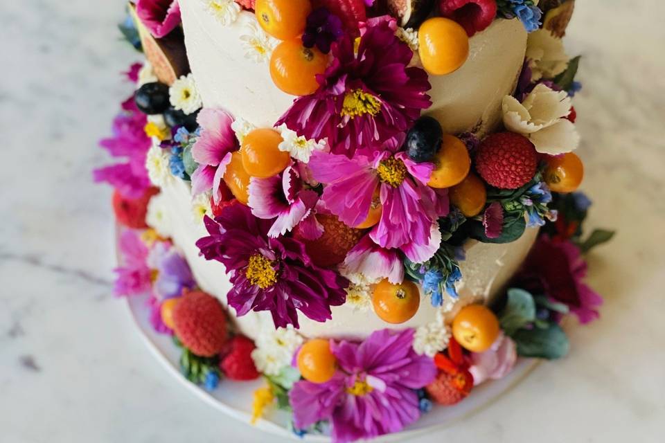 Bright edible flowers