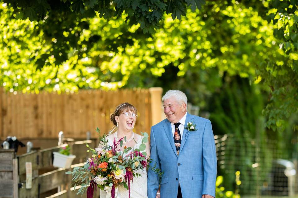 Summer backyard farm wedding