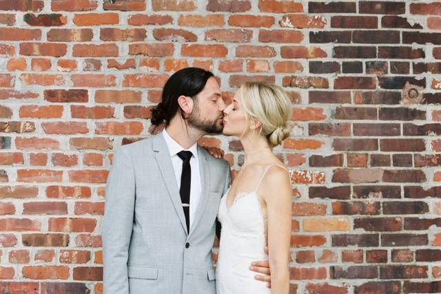 Newlyweds kiss