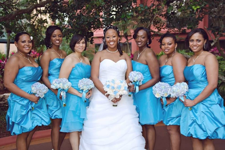 Wife with the bridemaids