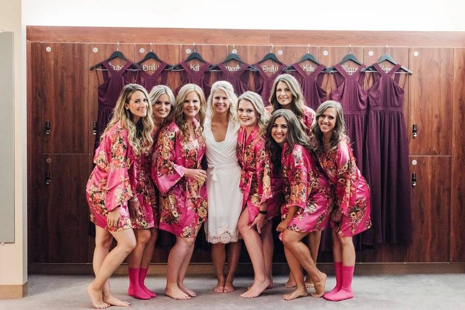 The bride with her bridesmaids