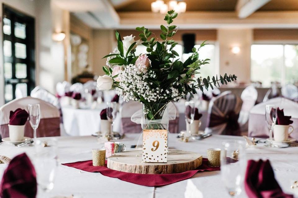 Table set-up with centerpiece