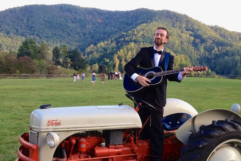 Tux on a tractor