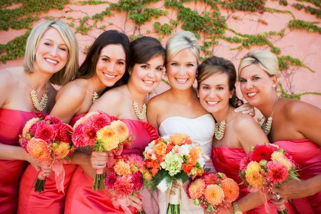 Bride and her bridesmaids