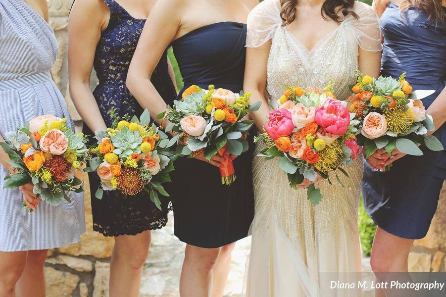 Bride with her bridesmaids