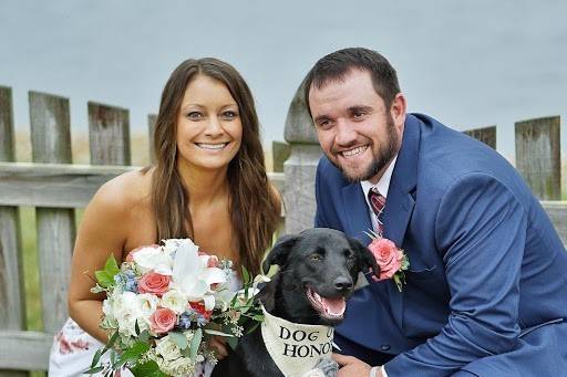 Newlyweds and their dog