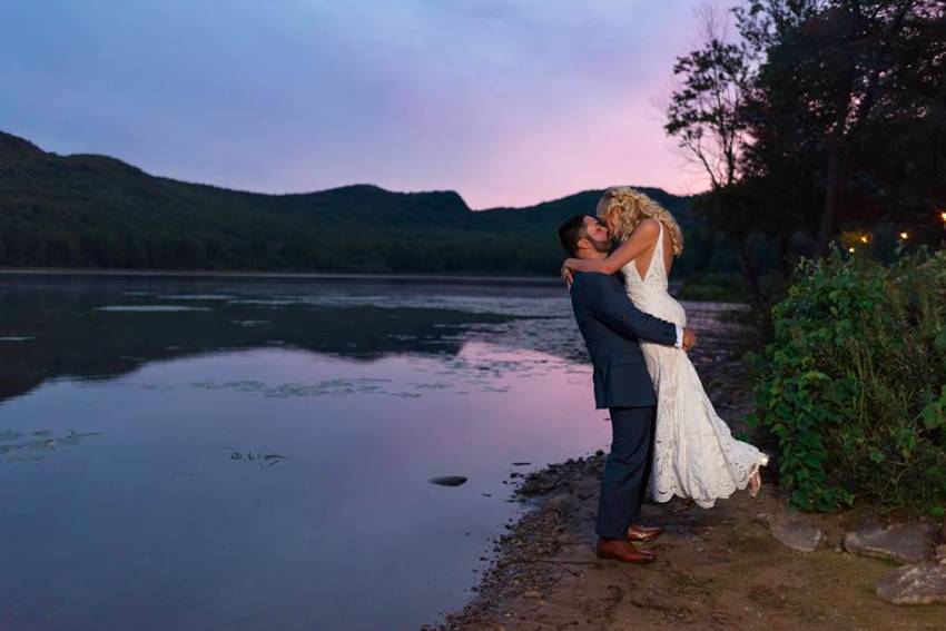 Sunset kiss by the lake