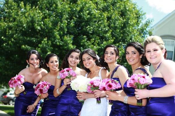 Bride and bridesmaids