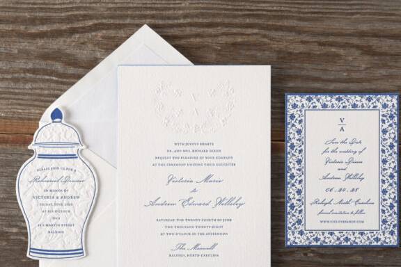 Blind embossed design & Cobalt
