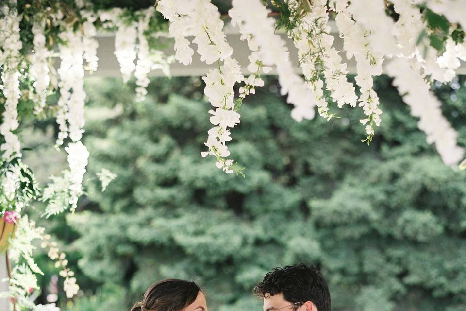 Happy couple eating