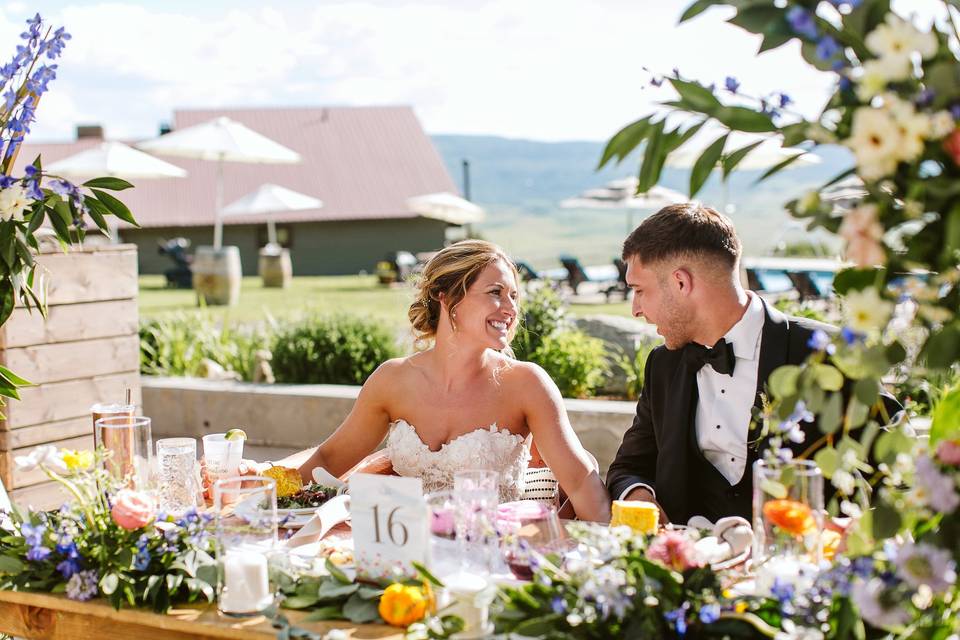 Happy couple eating