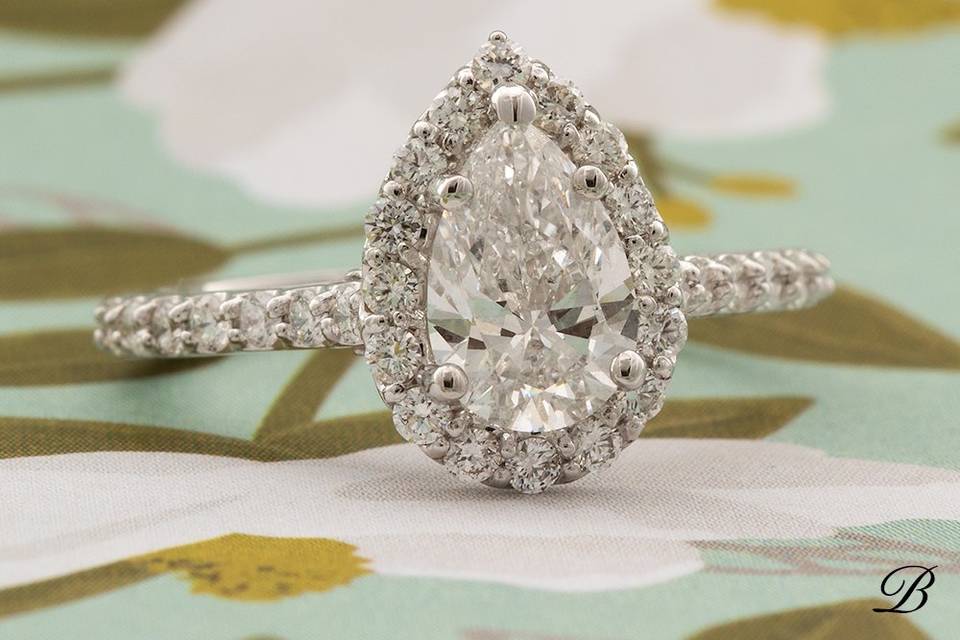 Pear Halo Engagement Ring