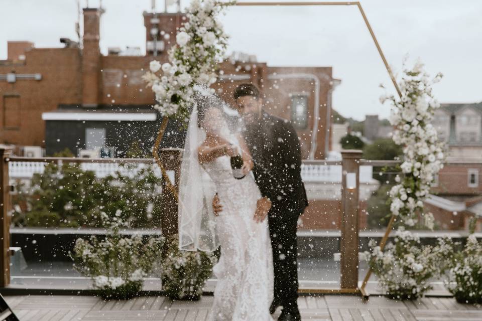 Celebrating on the roof