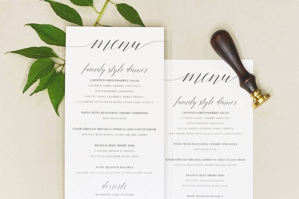 Wedding Menus