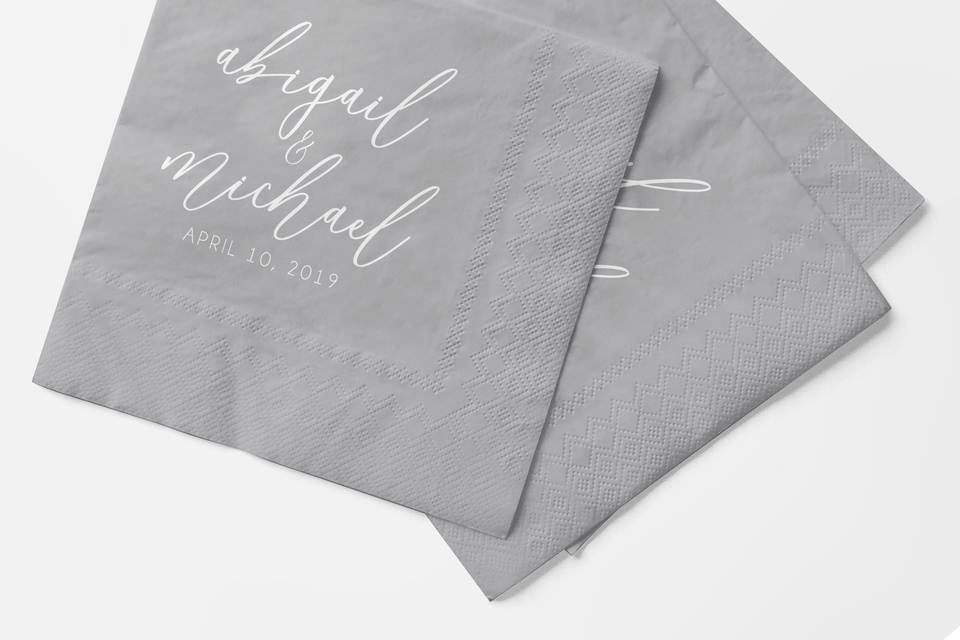 Grey Napkin with White Foil