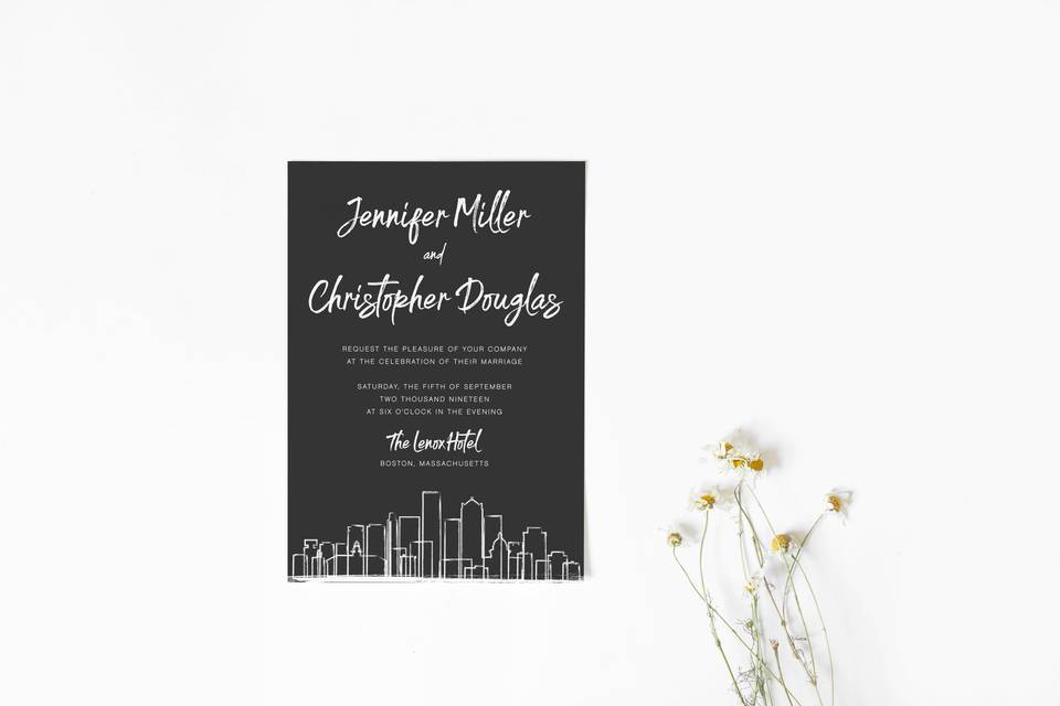 Boston wedding invitation