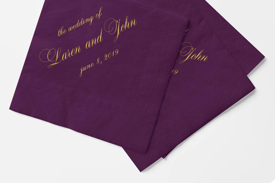 Wine Napkin with Gold Foil