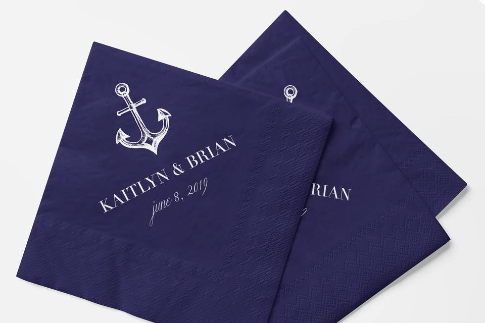 Navy Napkin with White Foil