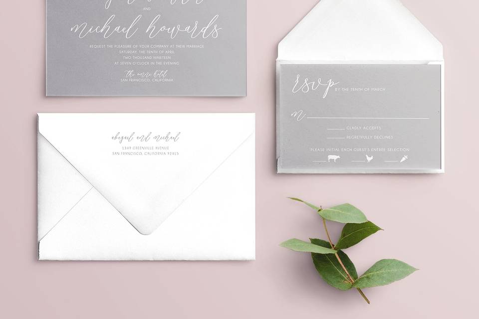 Soft Grey Wedding Invitations