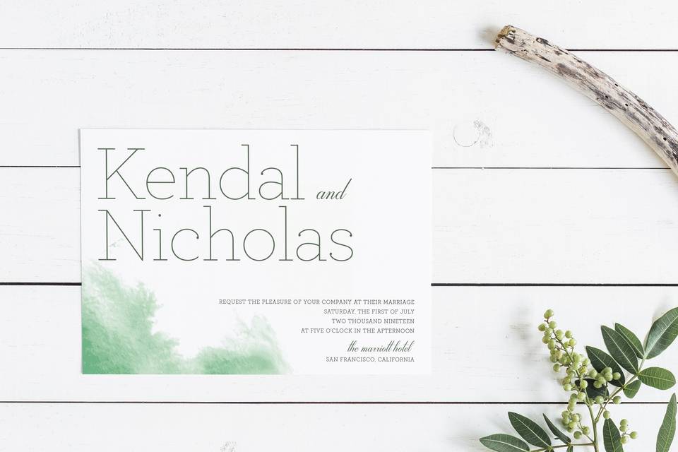 Watercolor wedding invitation