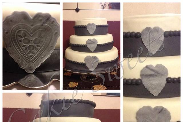 Simple yet elegant wedding celebration cake.