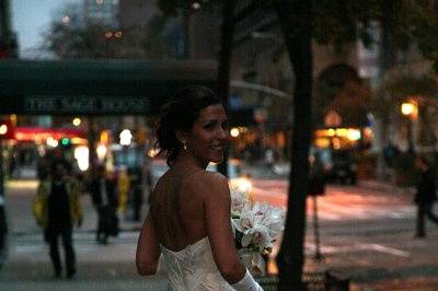 The bride holding her bouquet