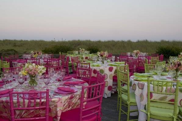 Table setup with flower centerpiece
