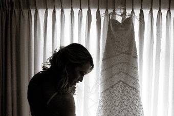 Flower girl wondering about wedding gown. Santa Barbara, CA