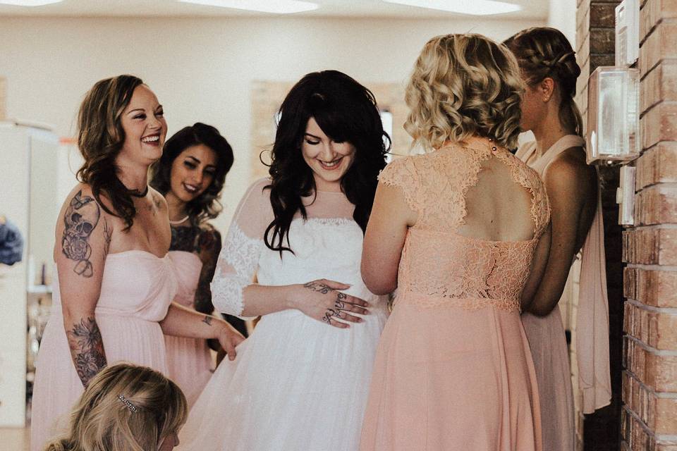 Bride and bridesmaids