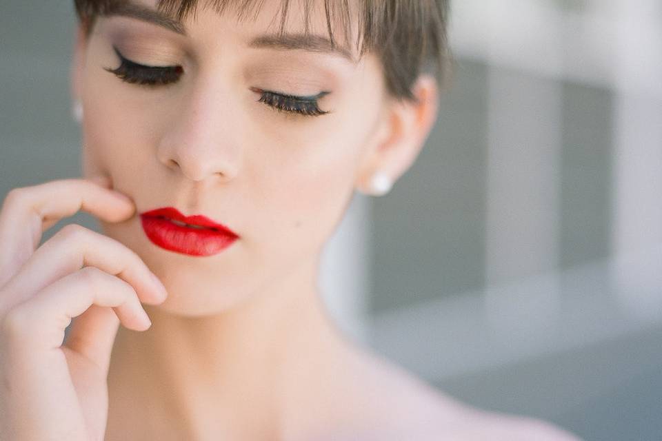 Striking red lip