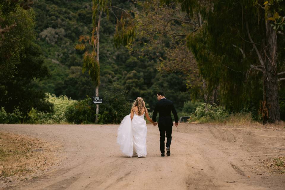 Romantic stroll on the ranch