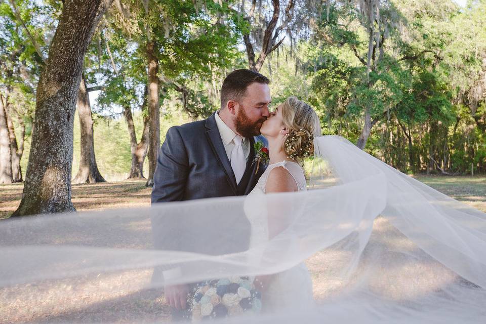 Happy groom and bride