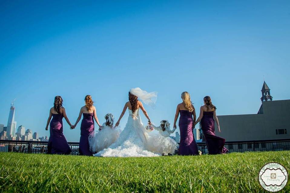 The bridal party and the flower girls