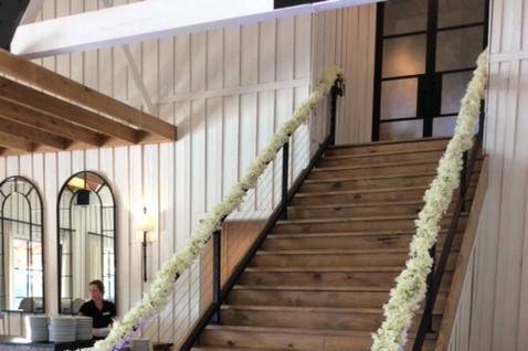 Cascading flowered staircase