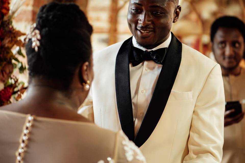 Groom look at bridal