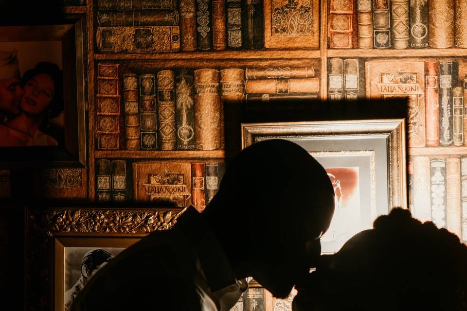 groom and bridal kiss