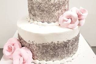 Silver and pink cake