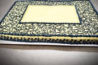 Navy blue sheet cake