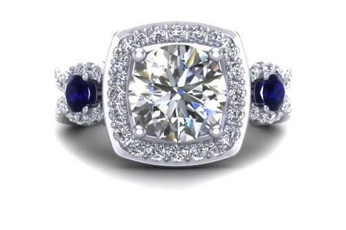 Custom Engagment Ring Diamonmd and Sapphires
