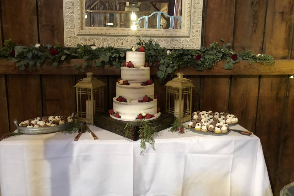 Wedding cake table setup