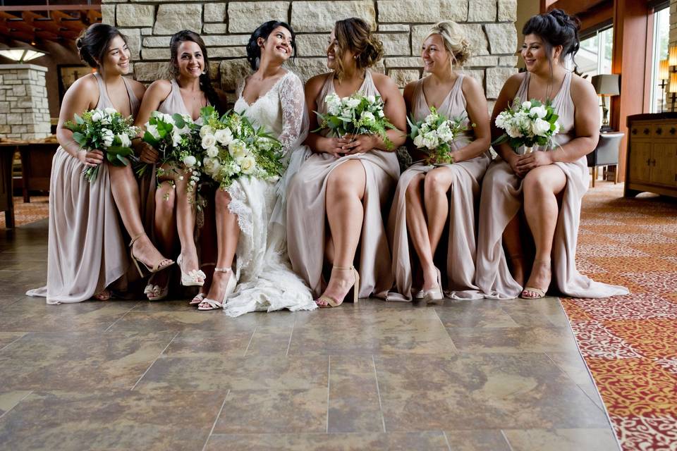 Bride and bridesmaids