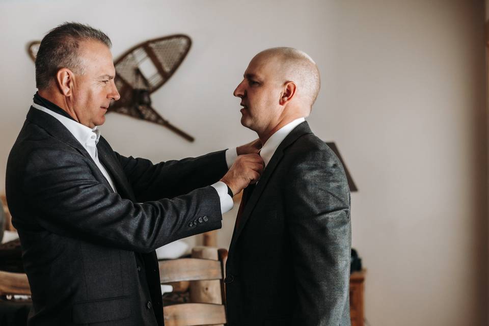 Groom getting ready